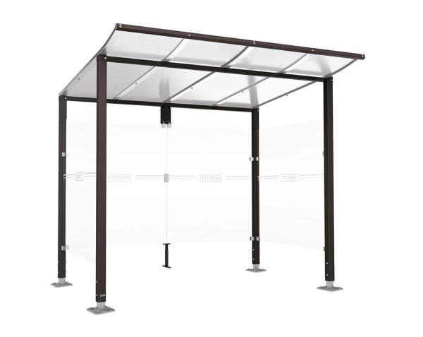 Wartehalle Modulo Farbe:RAL 9005|Länge:2 500 mm|Struktur:2 Seitenverkleidungen|Weitere Merkmale:Auf Bodenplatten