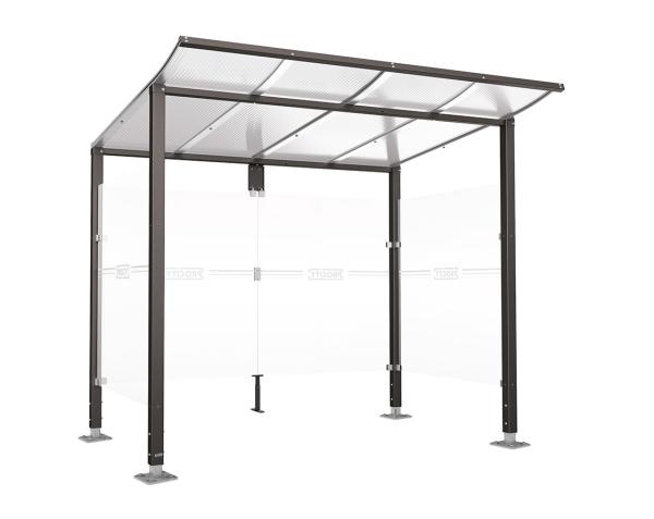Wartehalle Modulo Farbe:Procity grau|Länge:2 500 mm|Struktur:2 Seitenverkleidungen|Weitere Merkmale:Auf Bodenplatten