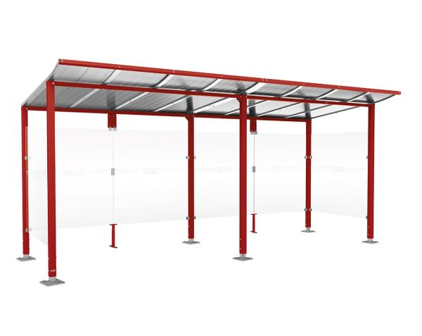Wartehalle Modulo Farbe:RAL 3004|Länge:5 000 mm|Struktur:2 Seitenverkleidungen|Weitere Merkmale:Auf Bodenplatten