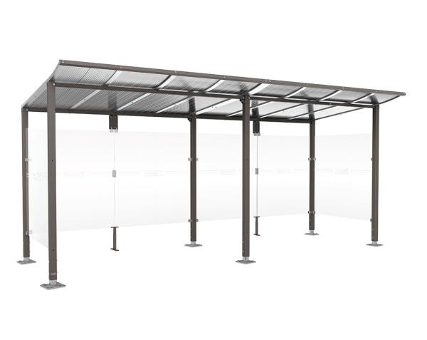 Wartehalle Modulo Farbe:Procity grau|Länge:5 000 mm|Struktur:2 Seitenverkleidungen|Weitere Merkmale:Auf Bodenplatten