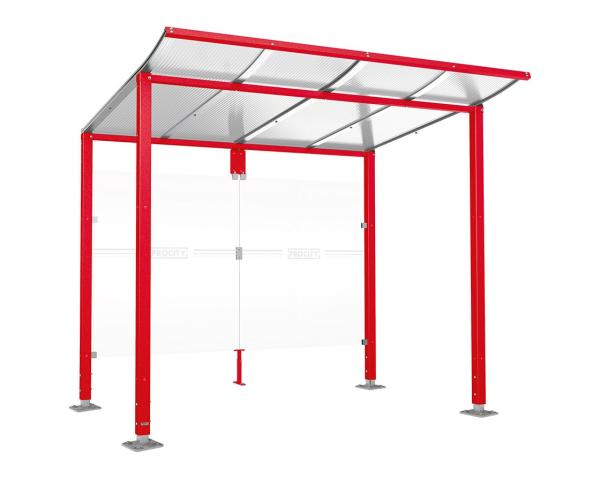 Wartehalle Modulo Farbe:RAL 3020|Länge:2 500 mm|Struktur:Ohne Seitenverkleidung|Weitere Merkmale:Auf Bodenplatten