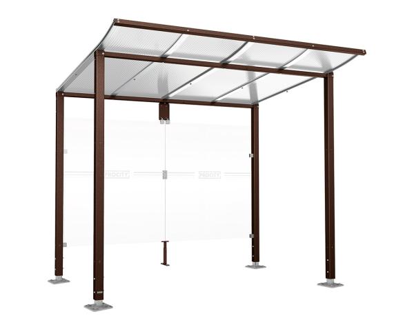 Wartehalle Modulo Farbe:RAL 8017|Länge:2 500 mm|Struktur:Ohne Seitenverkleidung|Weitere Merkmale:Auf Bodenplatten