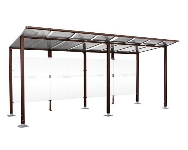 Wartehalle Modulo Farbe:RAL 8017|Länge:5 000 mm|Struktur:Ohne Seitenverkleidung|Weitere Merkmale:Auf Bodenplatten