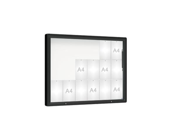 Schaukasten 2000 Farbe:RAL 9005|Verglasung:Plexichocs|Abmessungen:18 A4 - B 1350 x H 1000 mm