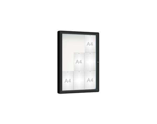 Schaukasten 2000 Farbe:RAL 9005|Verglasung:Plexichocs|Abmessungen:9 A4 - B 750 x H 1000 mm
