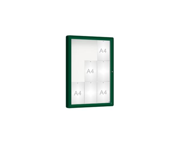 Schaukasten 2000 Farbe:RAL 6005|Verglasung:Plexichocs|Abmessungen:9 A4 - B 750 x H 1000 mm